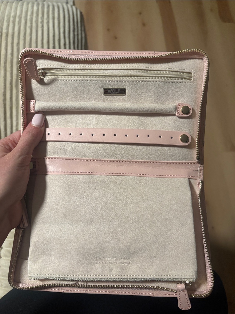 WOLF Blush Pink Zip Jewelry Organizer
